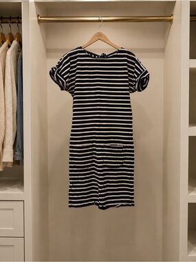 Weird Fish Navy and White Striped Casual Tee Dress